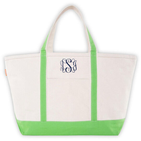 Personalized Grass Green Large Boat Tote